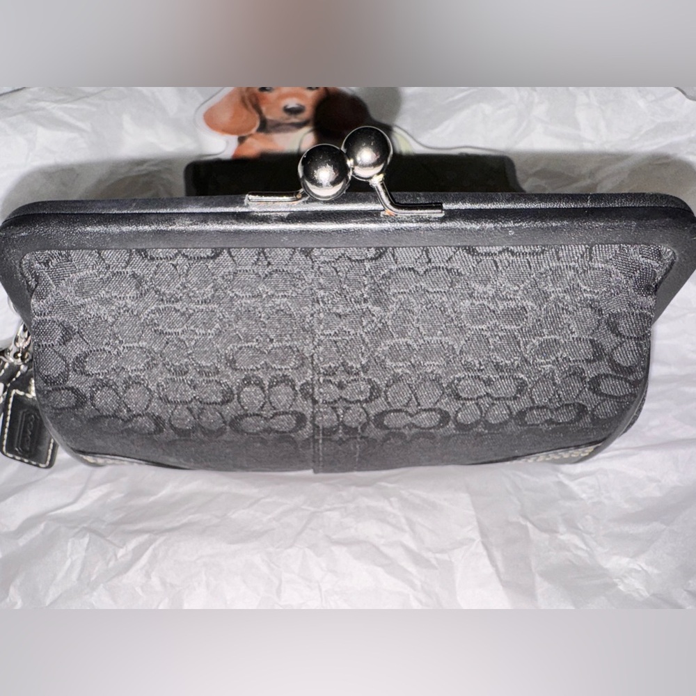 Coach rare vintage Y2K Soho Kisslock Wristlet signature jacquard leather - Picture 9 of 17